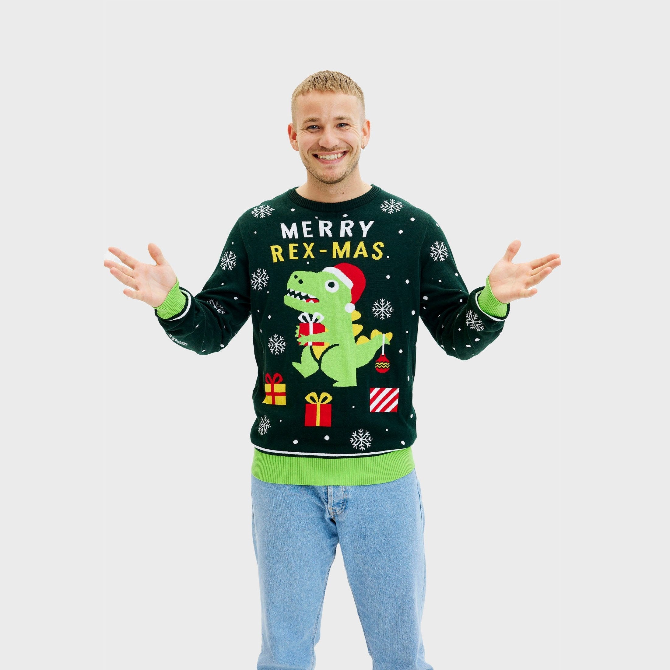 Søde dino julesweater - Herre